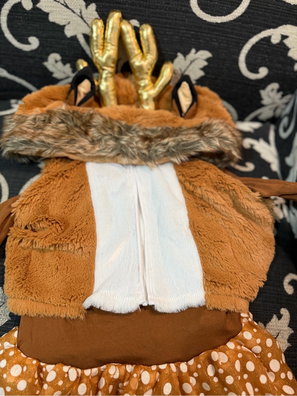 Kids Reindeer Halloween costume Plush Hooded vest and a dress. Girls 8/10